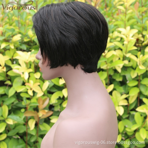 Vigorous Front Lace Human Hair Short Wigs Pixie Cut Bob Wigs Real Indian Hair Glueless Lace Front Wig for Black Women